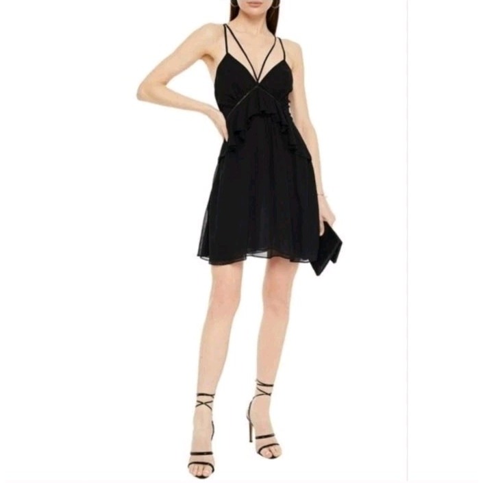Iro Lattice-Trimmed Ruffled Polka-Dot Georgette Mini Dress Babydoll Fairy Grunge